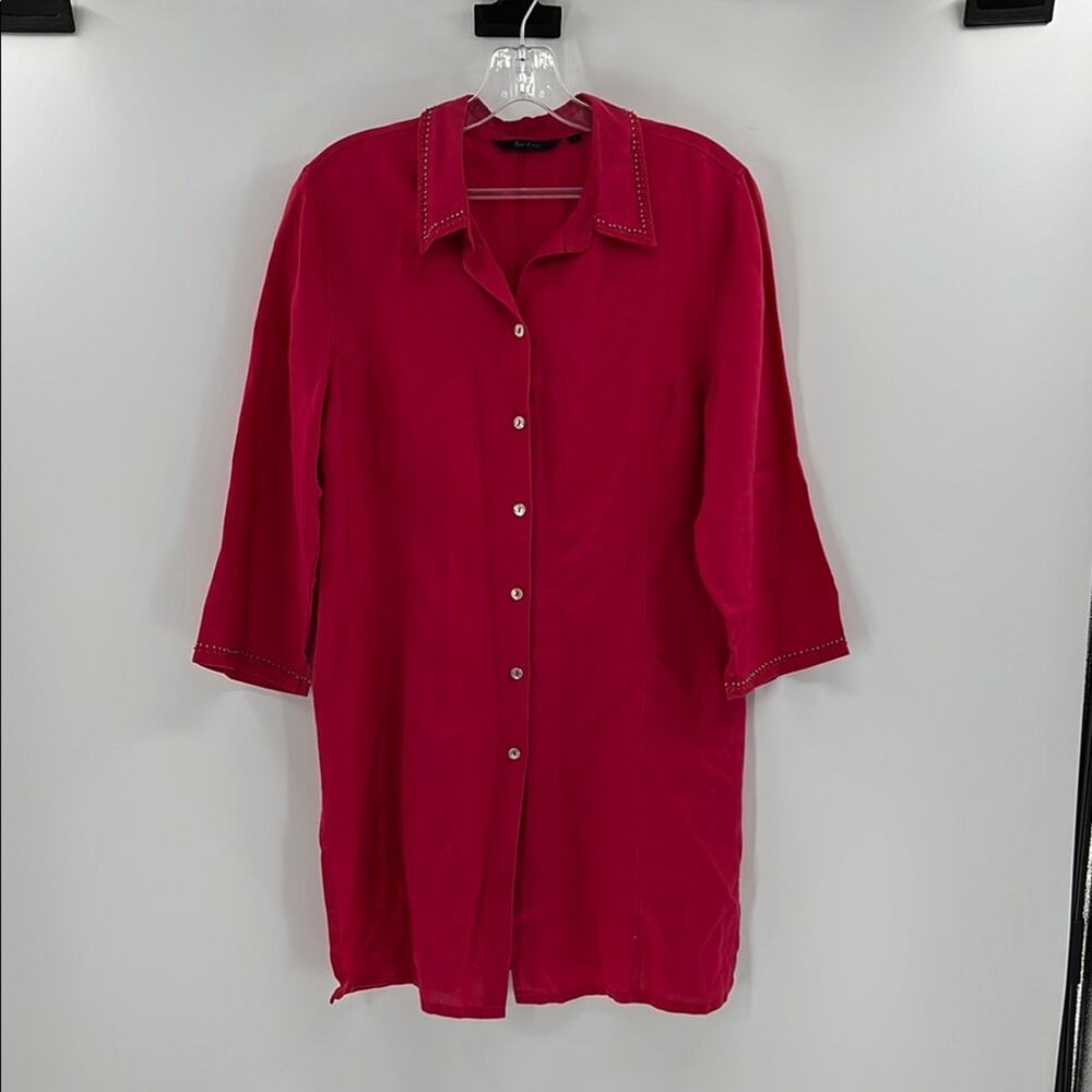 Boden Women's Linen Button Down Tunic - Raspberry - UK 14 or US 10